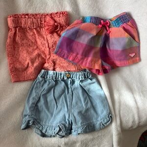 Roxy Girls' Summer Shorts Collection - Coral Eyelet & Blue Chambray